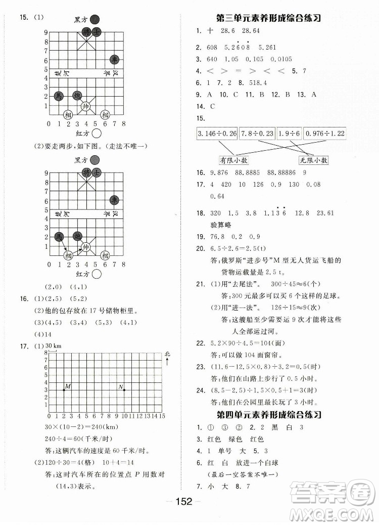 開明出版社2022全品學練考數(shù)學五年級上冊人教版答案