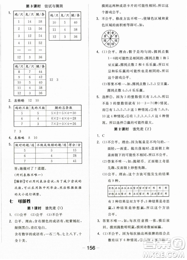 開明出版社2022全品學(xué)練考數(shù)學(xué)五年級上冊北師版答案