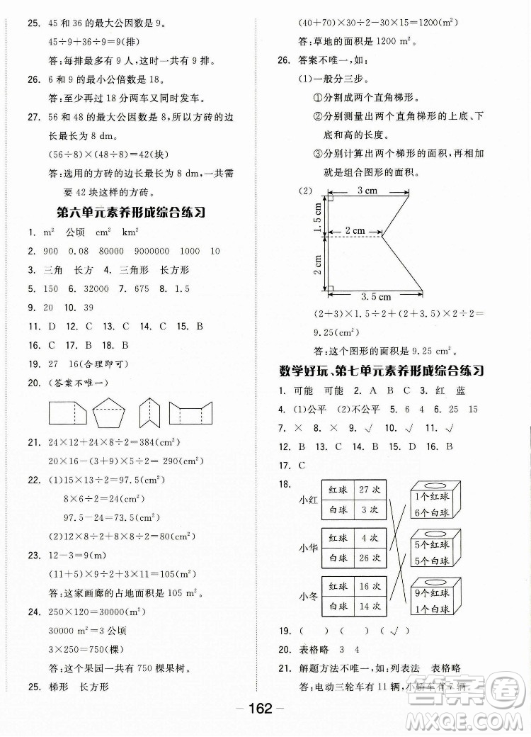 開明出版社2022全品學(xué)練考數(shù)學(xué)五年級上冊北師版答案