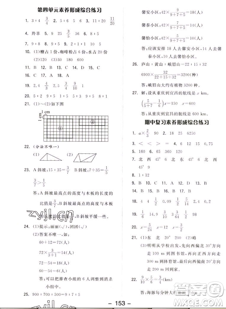 開(kāi)明出版社2022全品學(xué)練考數(shù)學(xué)六年級(jí)上冊(cè)人教版答案