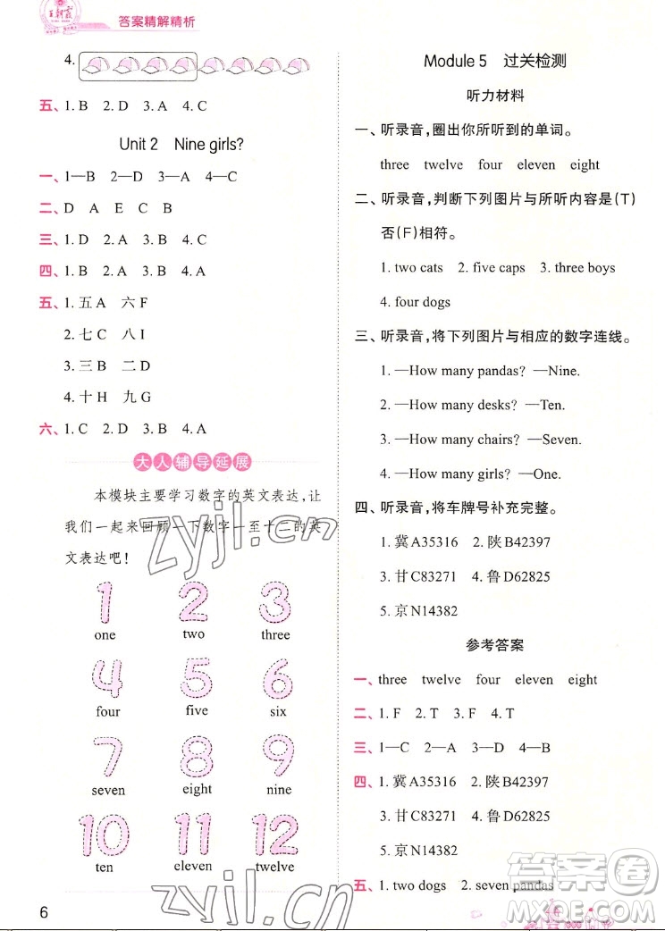 江西人民出版社2022王朝霞創(chuàng)維新課堂英語(yǔ)三年級(jí)上冊(cè)WY外研版答案