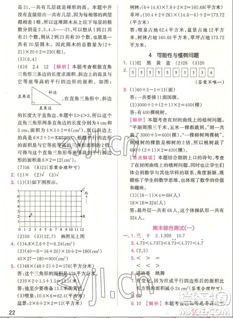 江西人民出版社2022王朝霞創(chuàng)維新課堂數(shù)學(xué)五年級上冊RJ人教版答案