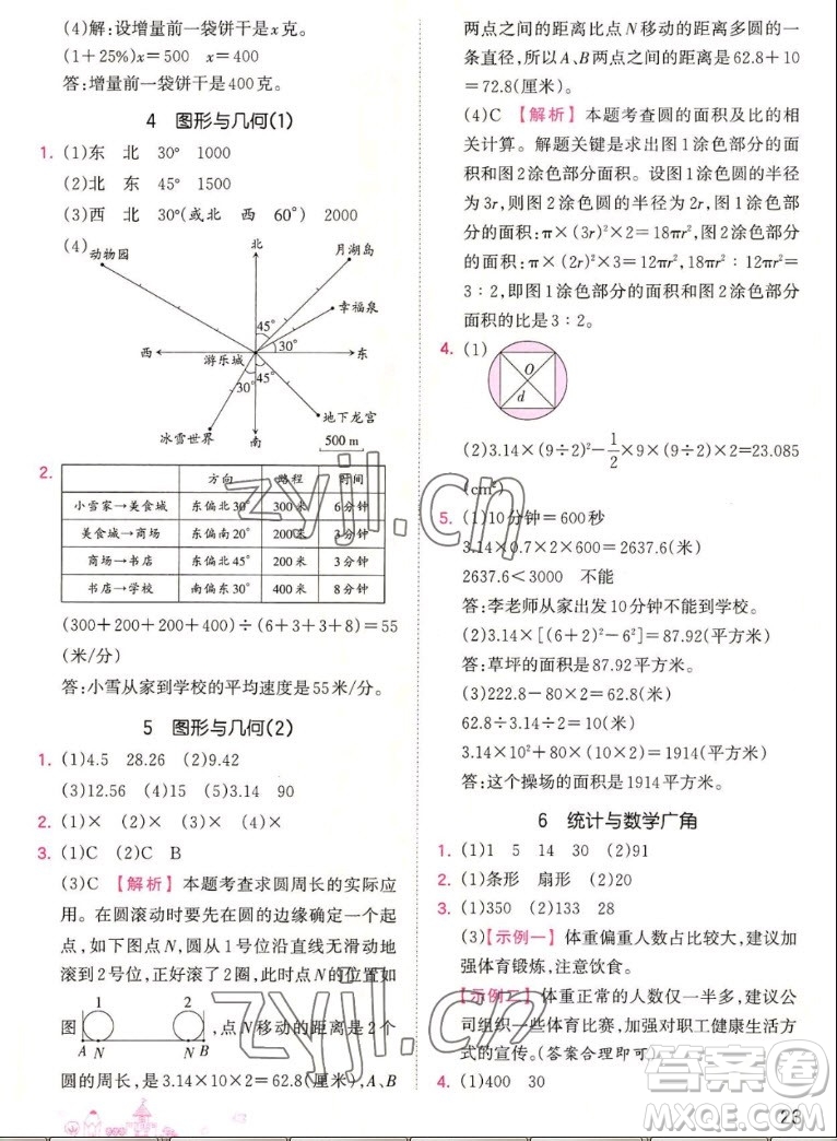 江西人民出版社2022王朝霞創(chuàng)維新課堂數(shù)學(xué)六年級上冊RJ人教版答案