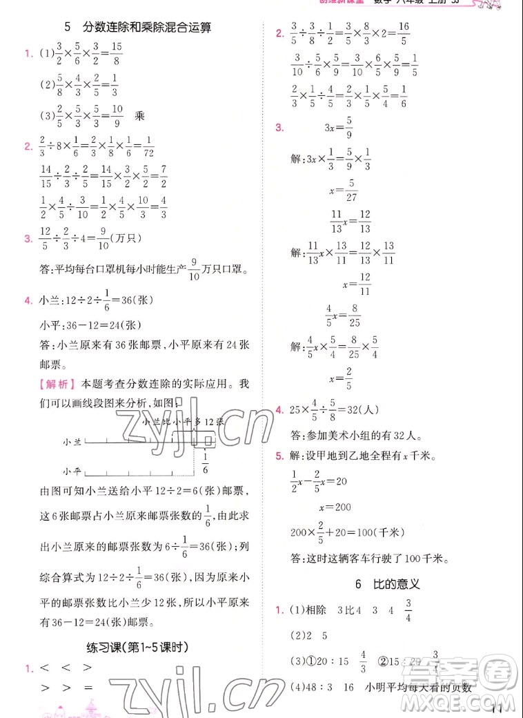 江西人民出版社2022王朝霞創(chuàng)維新課堂數(shù)學(xué)六年級(jí)上冊(cè)SJ蘇教版答案