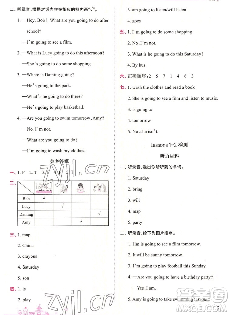 江西人民出版社2022王朝霞創(chuàng)維新課堂英語六年級(jí)上冊(cè)KP科普版答案