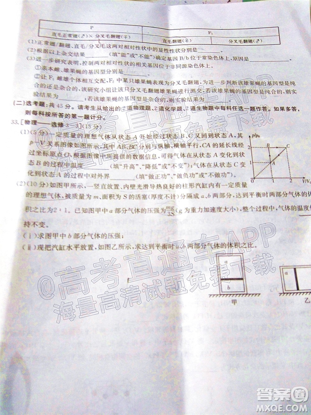 2023屆貴州省金太陽高三年級聯(lián)合考試理科綜合試題及答案