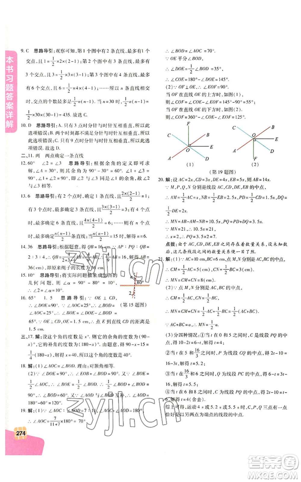 北京教育出版社2022倍速學習法七年級上冊數(shù)學浙教版參考答案