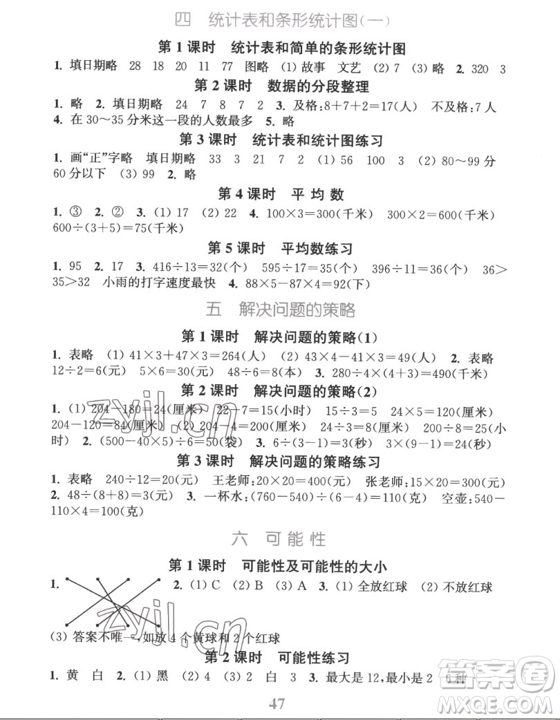 北方婦女兒童出版社2022秋江蘇金考卷數(shù)學四年級上冊蘇教版答案