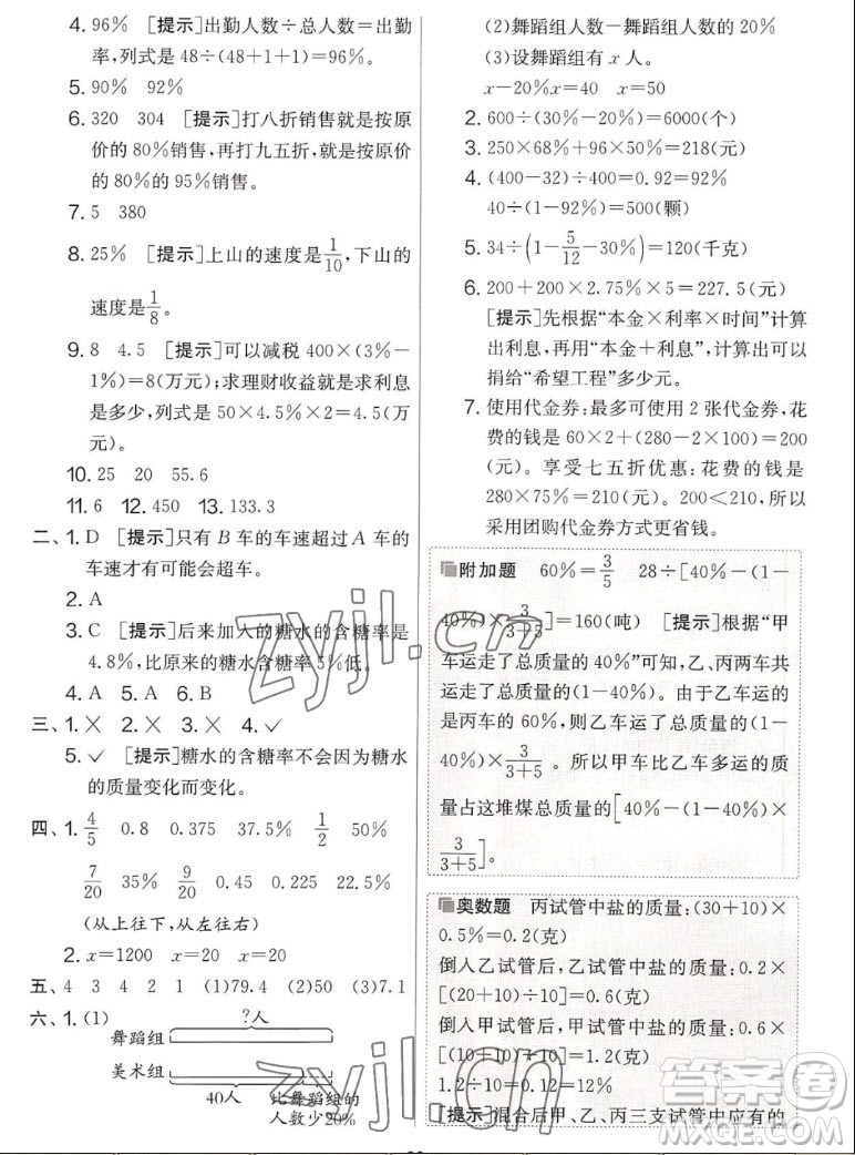 吉林教育出版社2022秋實驗班提優(yōu)大考卷數(shù)學六年級上冊蘇教版答案