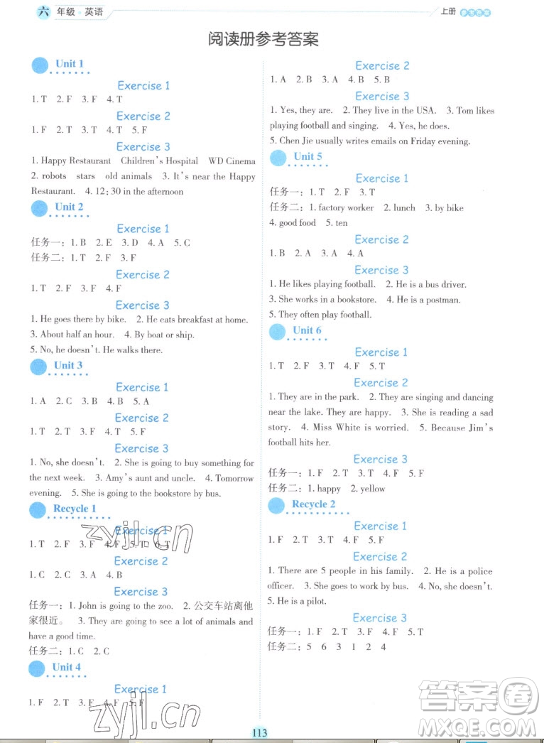 延邊人民出版社2022優(yōu)秀生作業(yè)本英語(yǔ)六年級(jí)上冊(cè)人教版答案