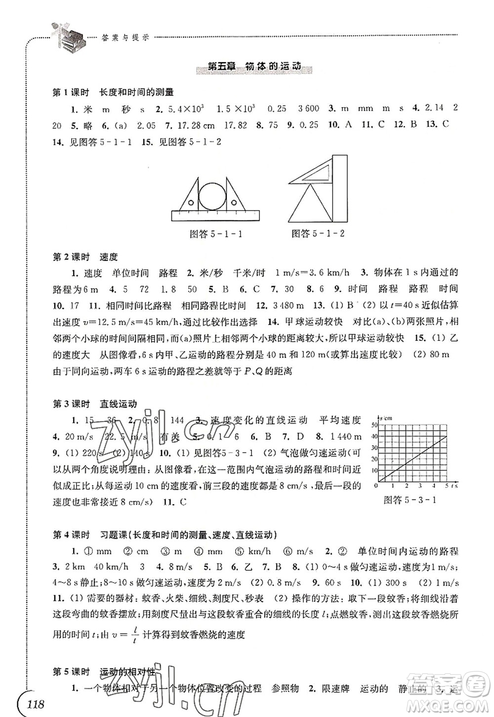 江蘇鳳凰科學(xué)技術(shù)出版社2022同步練習(xí)物理八年級(jí)上冊(cè)蘇科版答案