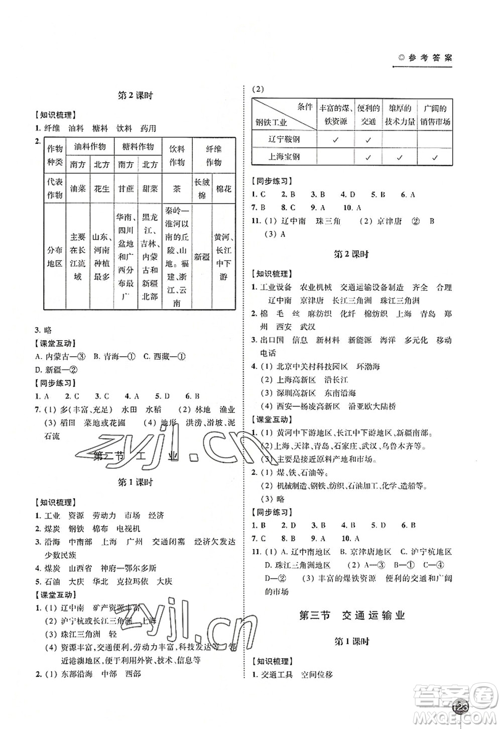 江蘇鳳凰科學(xué)技術(shù)出版社2022同步練習(xí)地理八年級(jí)上冊(cè)湘教版答案