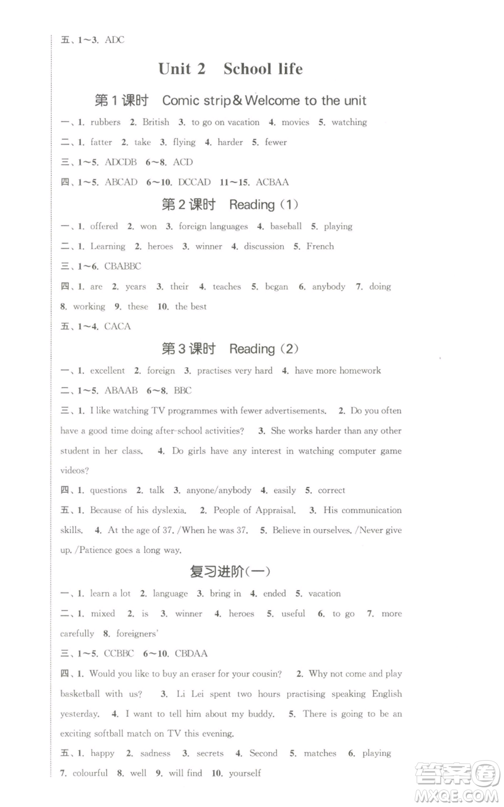 南京大學(xué)出版社2022提優(yōu)訓(xùn)練課課練八年級上冊英語江蘇版徐州專版參考答案