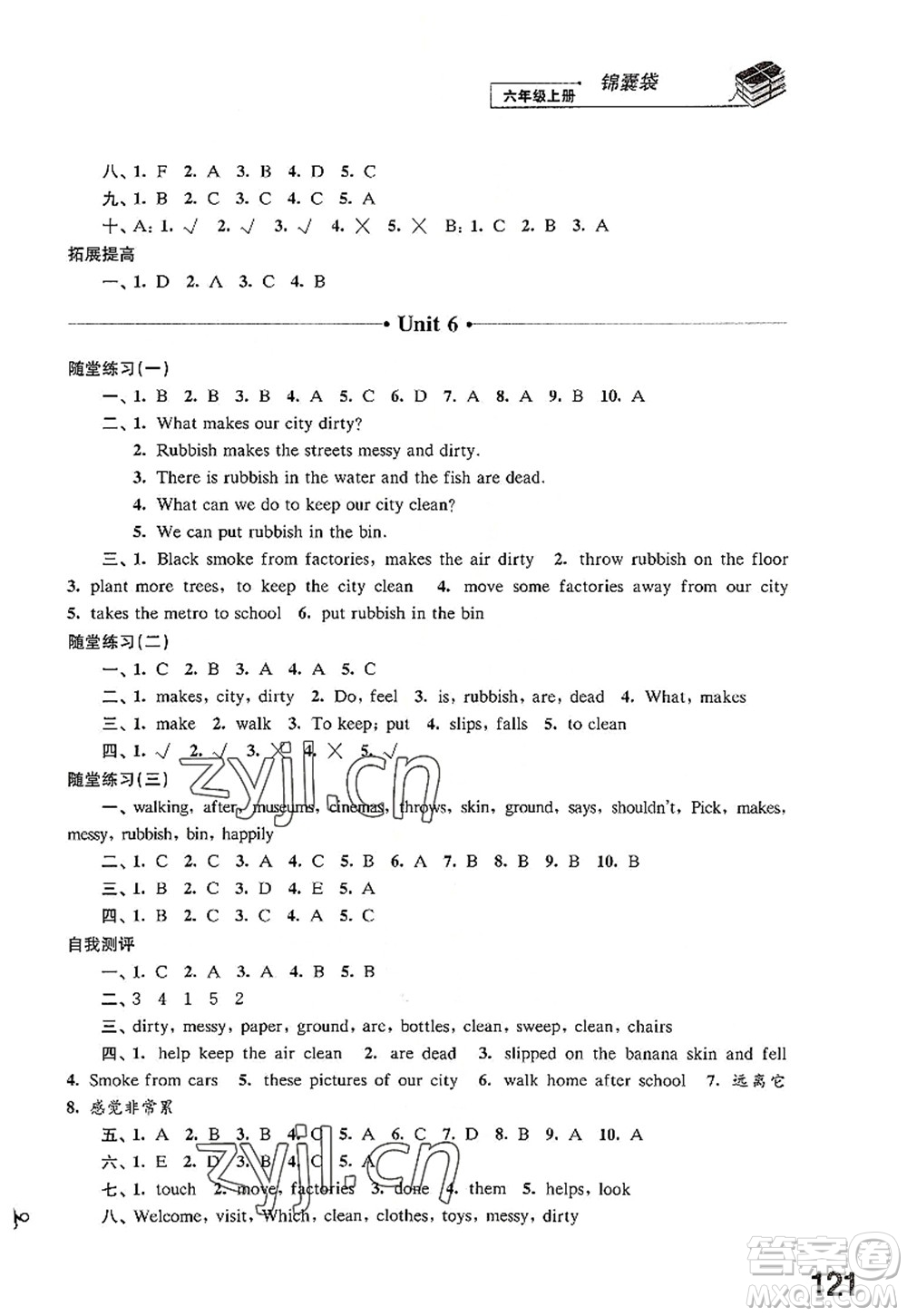 江蘇鳳凰科學(xué)技術(shù)出版社2022同步練習(xí)英語(yǔ)六年級(jí)上冊(cè)譯林版答案