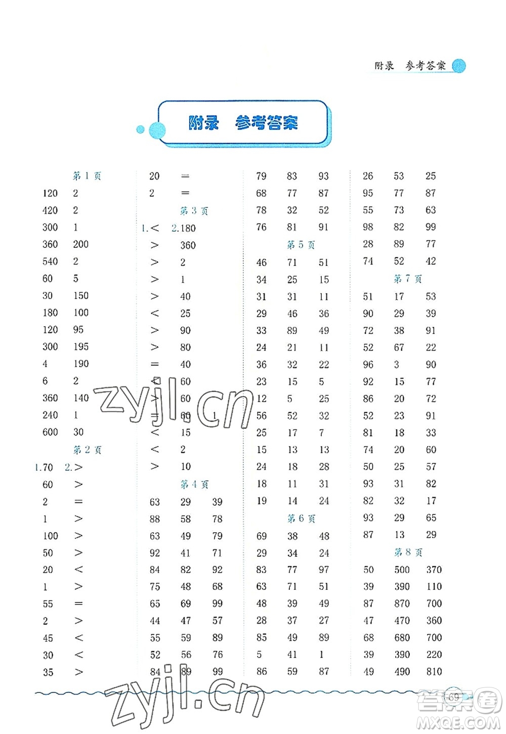 龍門書局2022黃岡小狀元口算速算練習(xí)冊(cè)三年級(jí)數(shù)學(xué)上冊(cè)R人教版答案