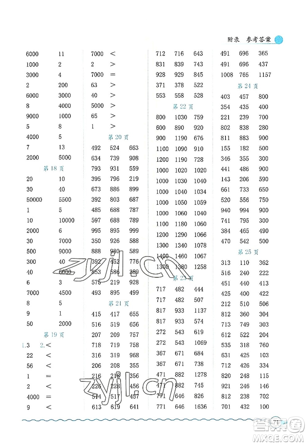 龍門書局2022黃岡小狀元口算速算練習(xí)冊(cè)三年級(jí)數(shù)學(xué)上冊(cè)R人教版答案