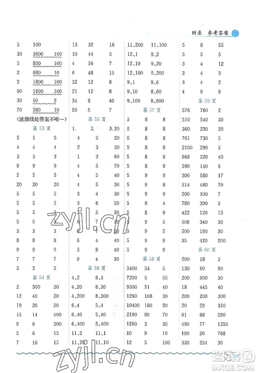 龍門書局2022黃岡小狀元口算速算練習(xí)冊四年級數(shù)學(xué)上冊R人教版答案