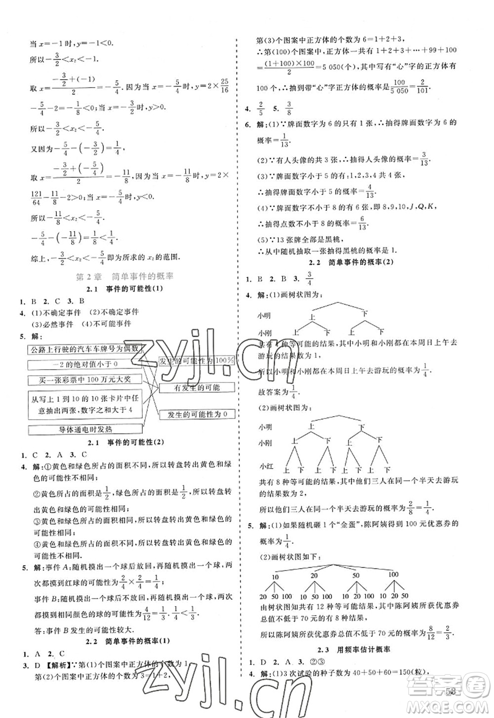 浙江工商大學(xué)出版社2022精彩練習(xí)就練這一本九年級(jí)數(shù)學(xué)全一冊(cè)ZJ浙教版答案