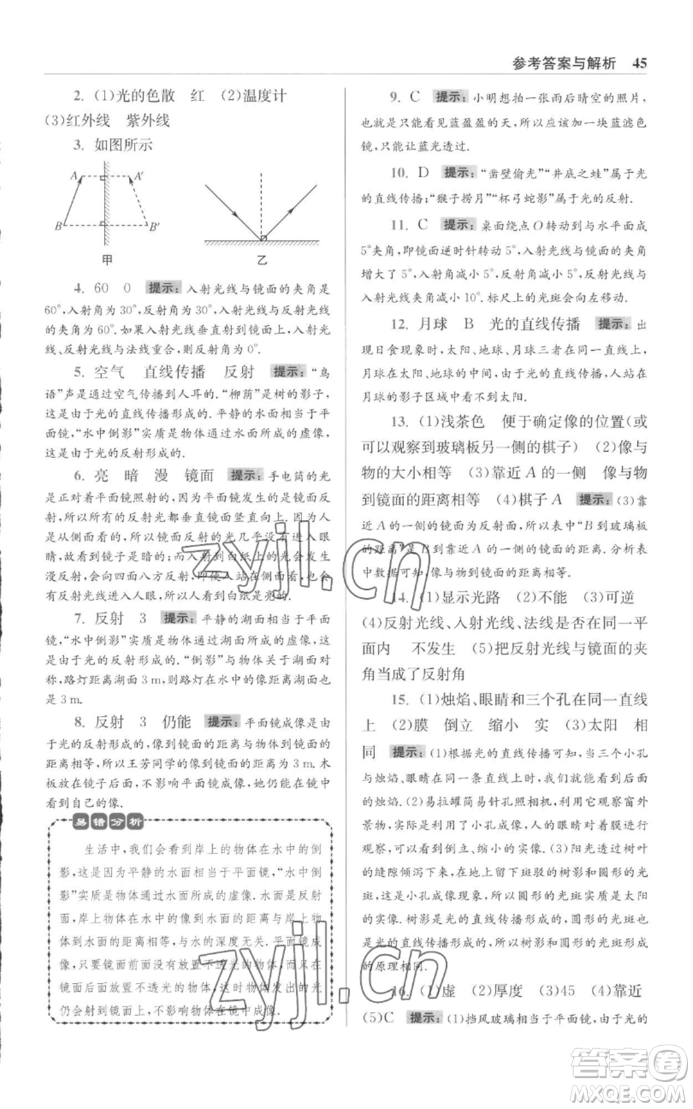 江蘇鳳凰科學(xué)技術(shù)出版社2022小題狂做八年級上冊物理蘇科版提優(yōu)版參考答案