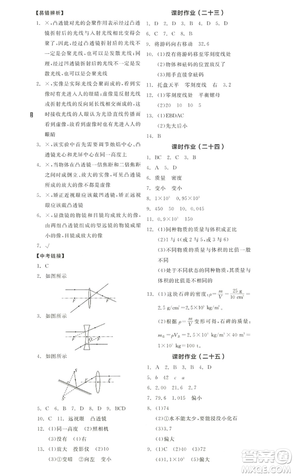 陽(yáng)光出版社2022全品學(xué)練考八年級(jí)物理上冊(cè)RJ人教版答案