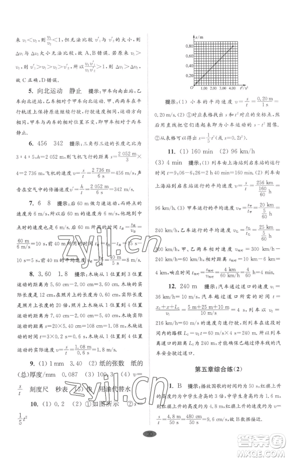 江蘇鳳凰科學(xué)技術(shù)出版社2022小題狂做八年級(jí)上冊(cè)物理蘇科版巔峰版參考答案