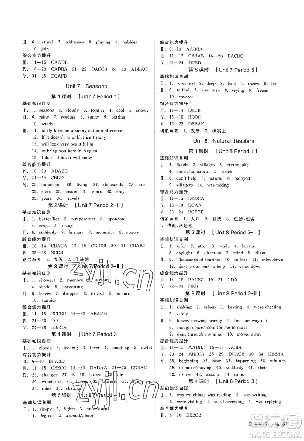 陽光出版社2022全品學(xué)練考八年級英語上冊YLNJ譯林牛津版徐州專版答案