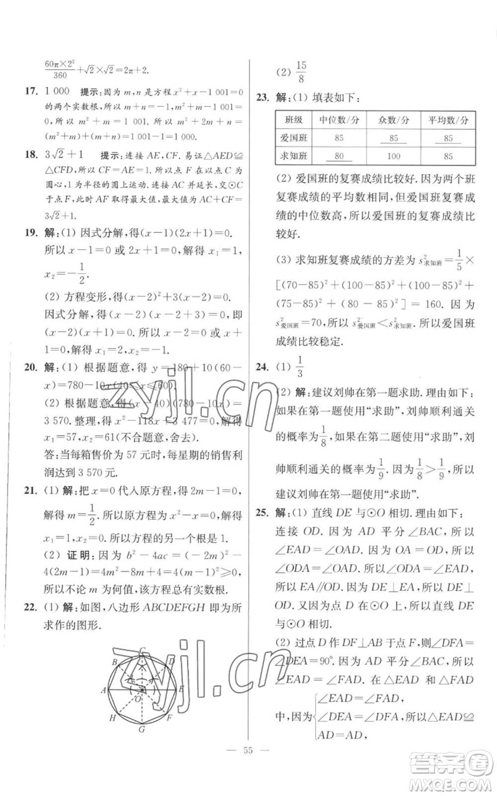 江蘇鳳凰科學(xué)技術(shù)出版社2022小題狂做九年級(jí)上冊(cè)數(shù)學(xué)蘇科版提優(yōu)版參考答案