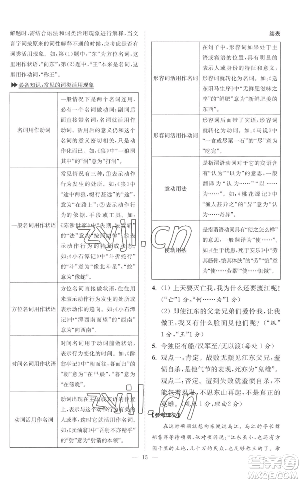 江蘇鳳凰科學技術出版社2022小題狂做九年級上冊語文人教版巔峰版參考答案