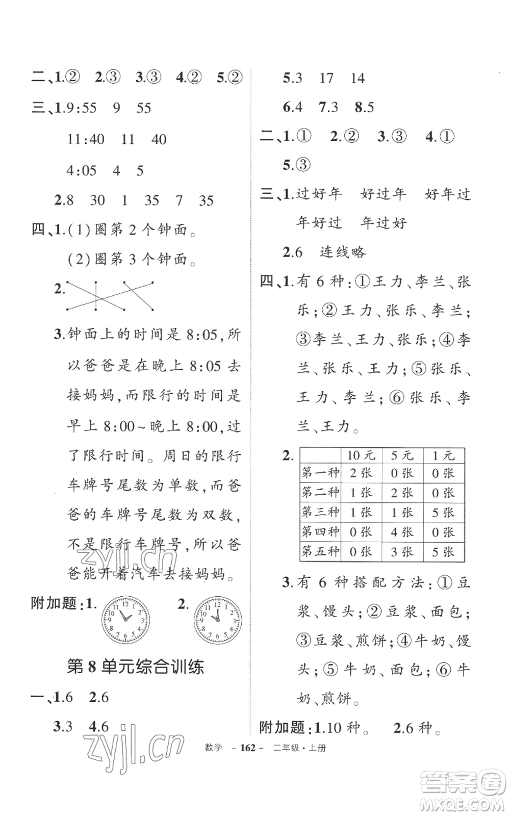 西安出版社2022秋季狀元成才路創(chuàng)優(yōu)作業(yè)100分二年級(jí)上冊(cè)數(shù)學(xué)人教版湖南專版參考答案