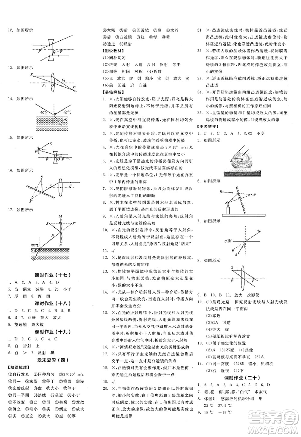 陽光出版社2022全品學(xué)練考八年級(jí)物理上冊(cè)JK教科版答案