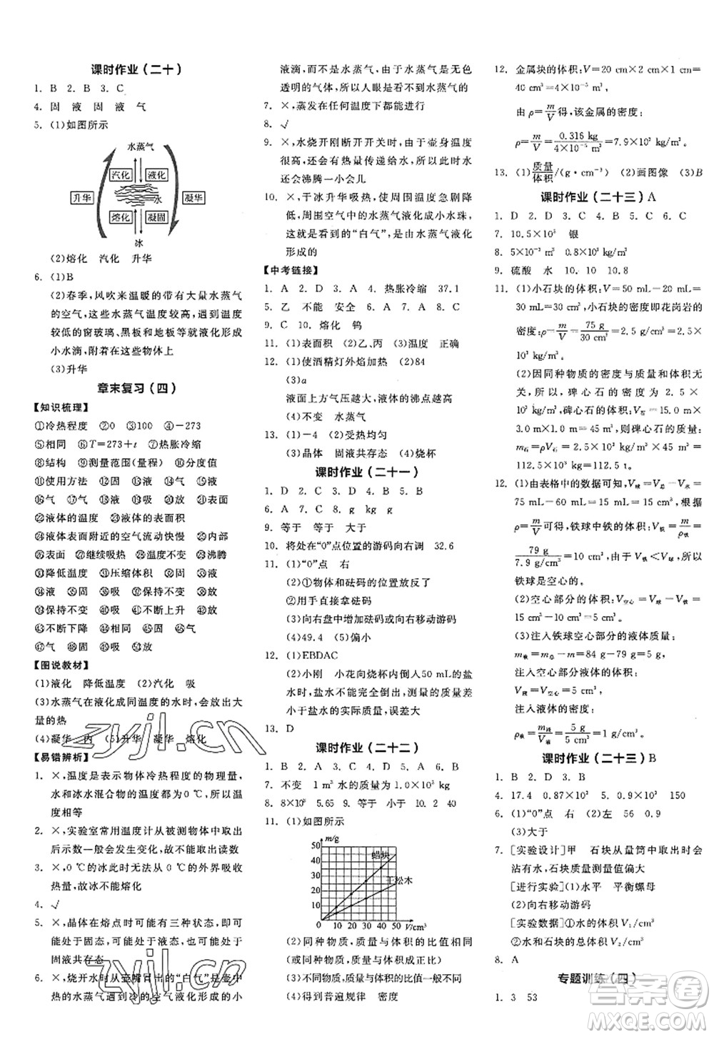 陽(yáng)光出版社2022全品學(xué)練考八年級(jí)物理上冊(cè)HY滬粵版答案