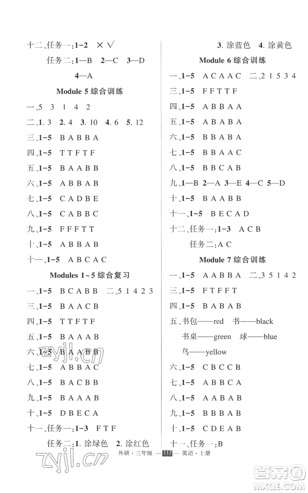 西安出版社2022秋季狀元成才路創(chuàng)優(yōu)作業(yè)100分三年級(jí)上冊(cè)英語(yǔ)外研版參考答案