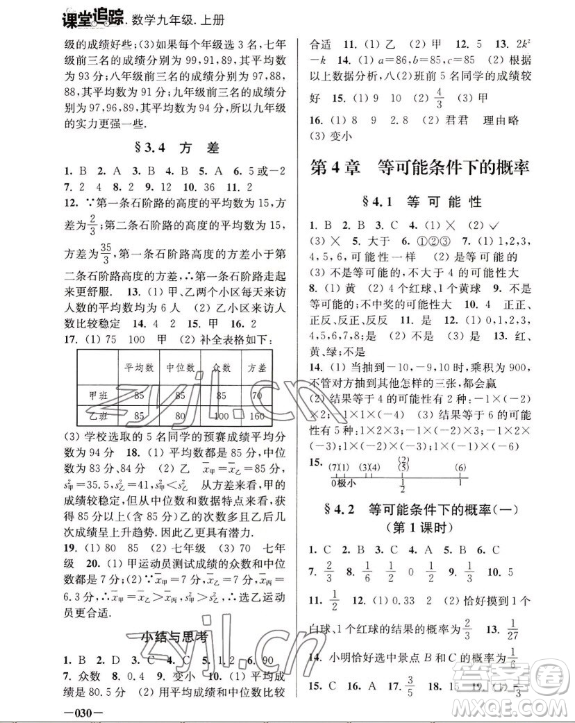 江蘇鳳凰美術(shù)出版社2022課堂追蹤數(shù)學(xué)九年級上冊蘇科版答案