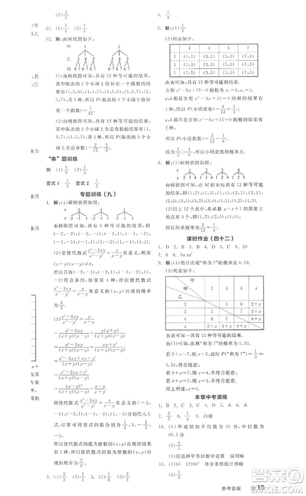 陽光出版社2022全品學(xué)練考九年級(jí)數(shù)學(xué)上冊(cè)RJ人教版答案