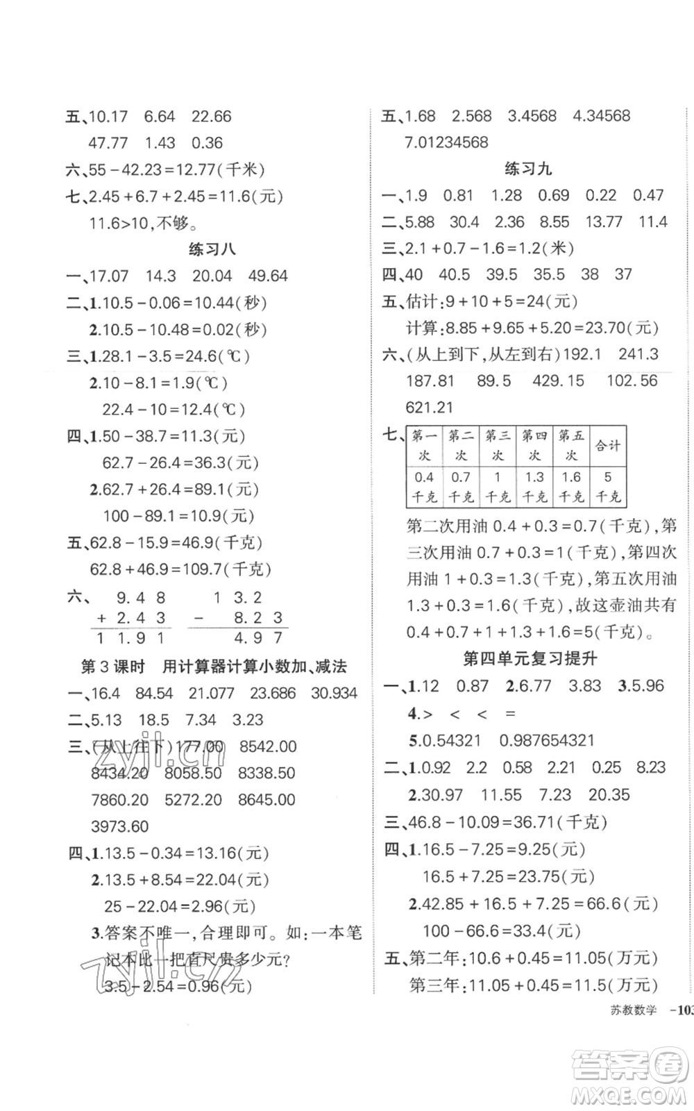 西安出版社2022秋季狀元成才路創(chuàng)優(yōu)作業(yè)100分五年級(jí)上冊(cè)數(shù)學(xué)蘇教版參考答案