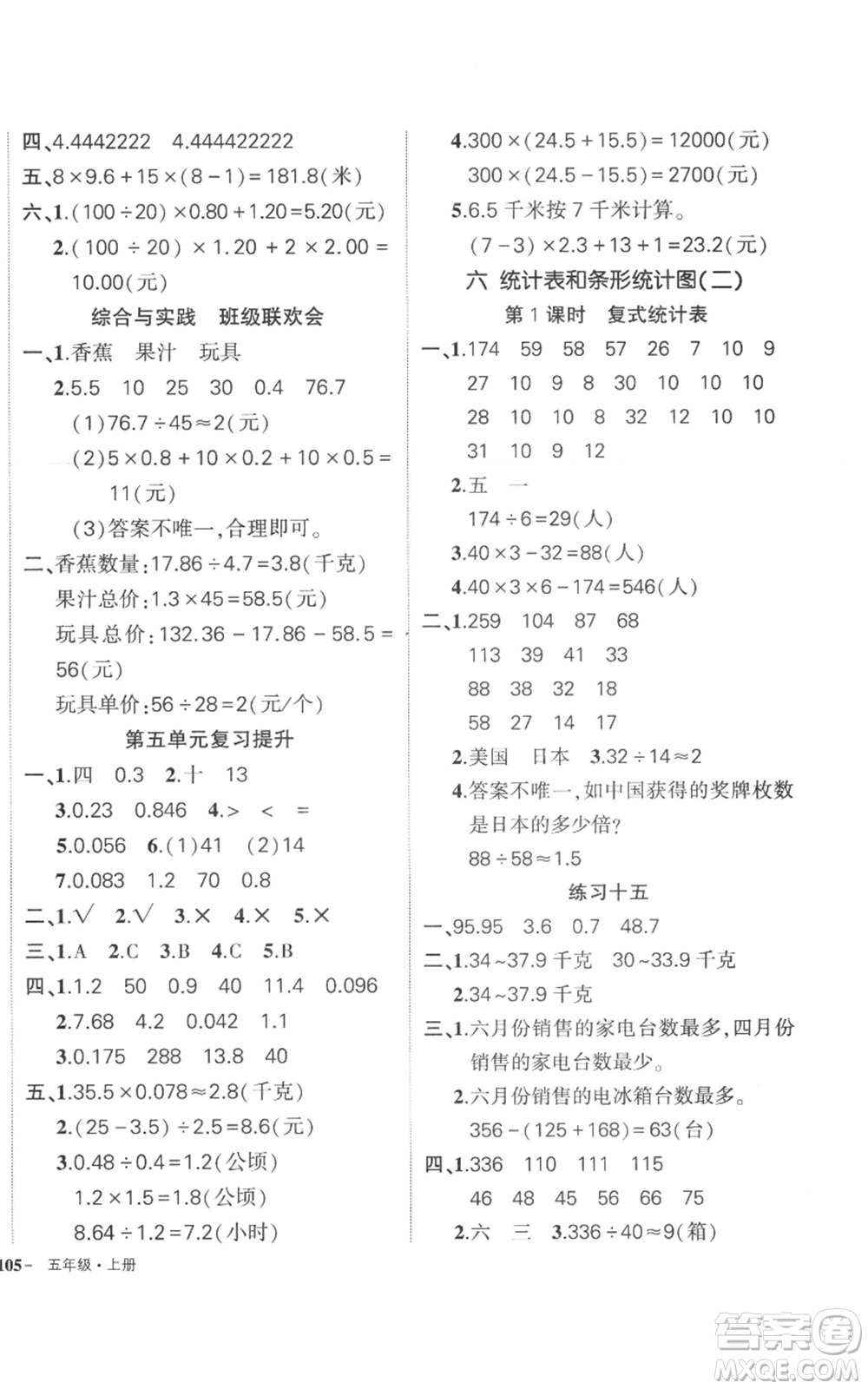 西安出版社2022秋季狀元成才路創(chuàng)優(yōu)作業(yè)100分五年級(jí)上冊(cè)數(shù)學(xué)蘇教版參考答案