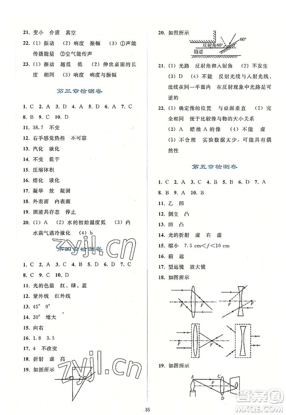 人民教育出版社2022同步輕松練習八年級物理上冊人教版答案