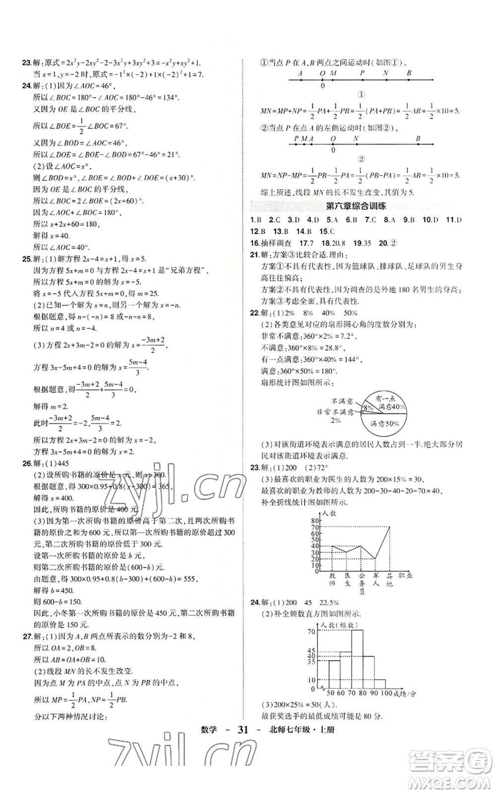 武漢出版社2022秋季狀元成才路創(chuàng)優(yōu)作業(yè)七年級(jí)上冊(cè)數(shù)學(xué)人教版參考答案