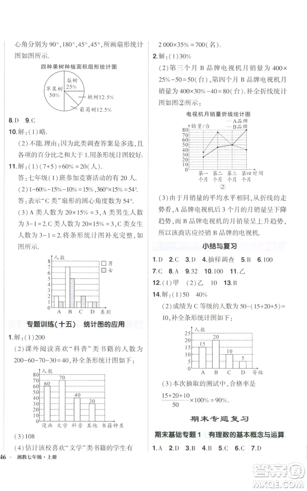 吉林教育出版社2022秋季狀元成才路創(chuàng)優(yōu)作業(yè)七年級上冊數(shù)學湘教版參考答案