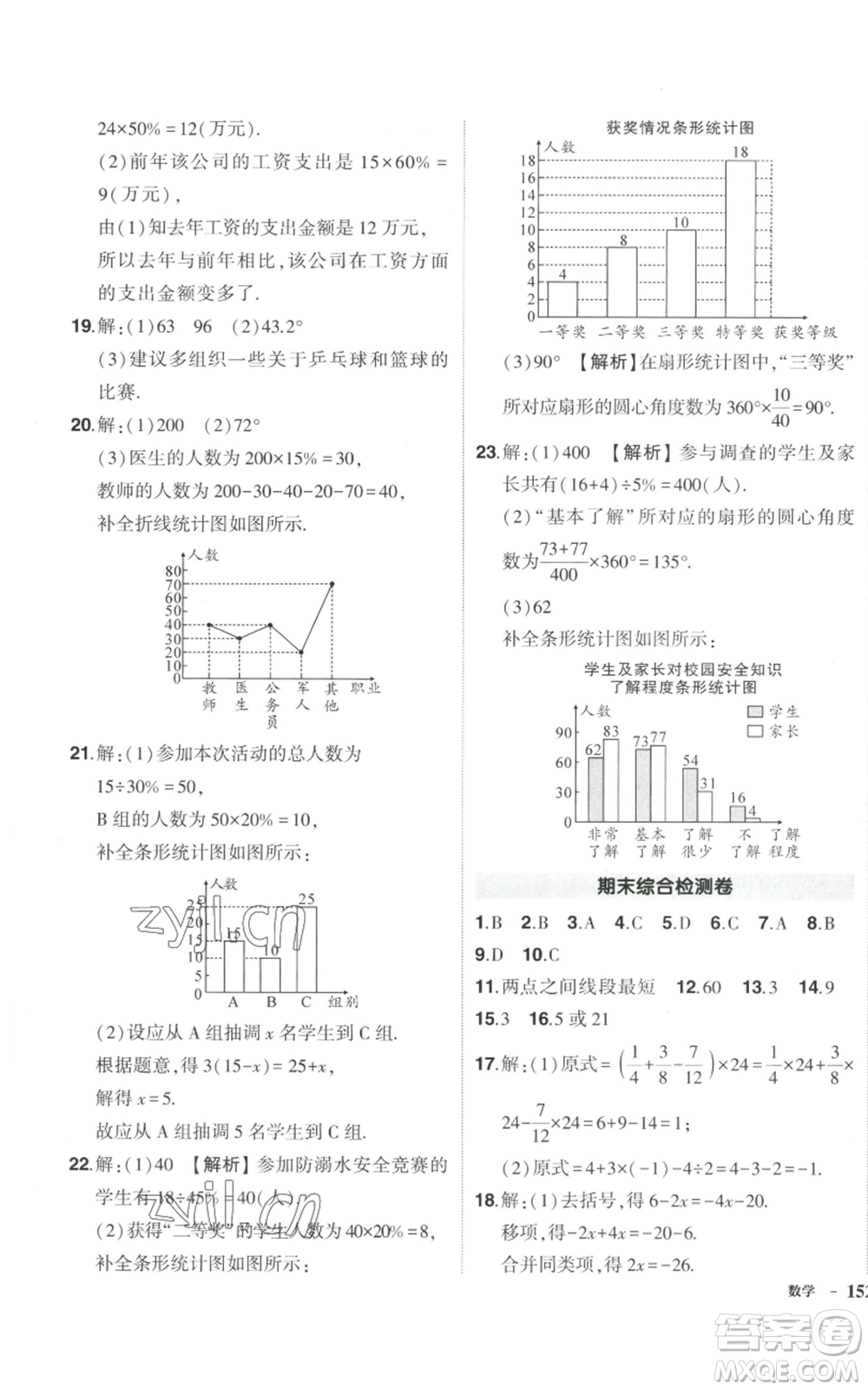 吉林教育出版社2022秋季狀元成才路創(chuàng)優(yōu)作業(yè)七年級上冊數(shù)學湘教版參考答案