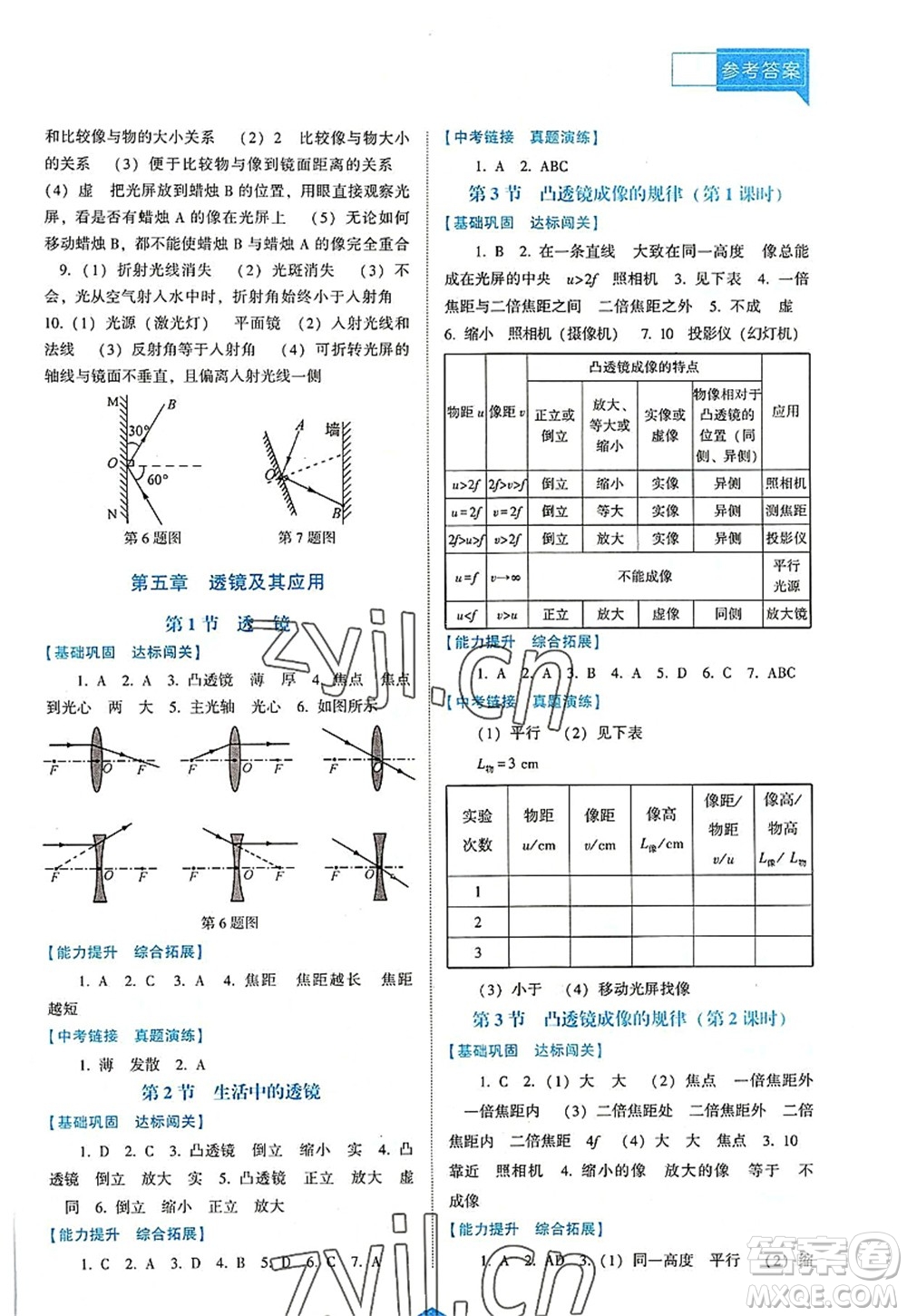 遼海出版社2022新課程物理能力培養(yǎng)八年級上冊人教版D版大連專用答案