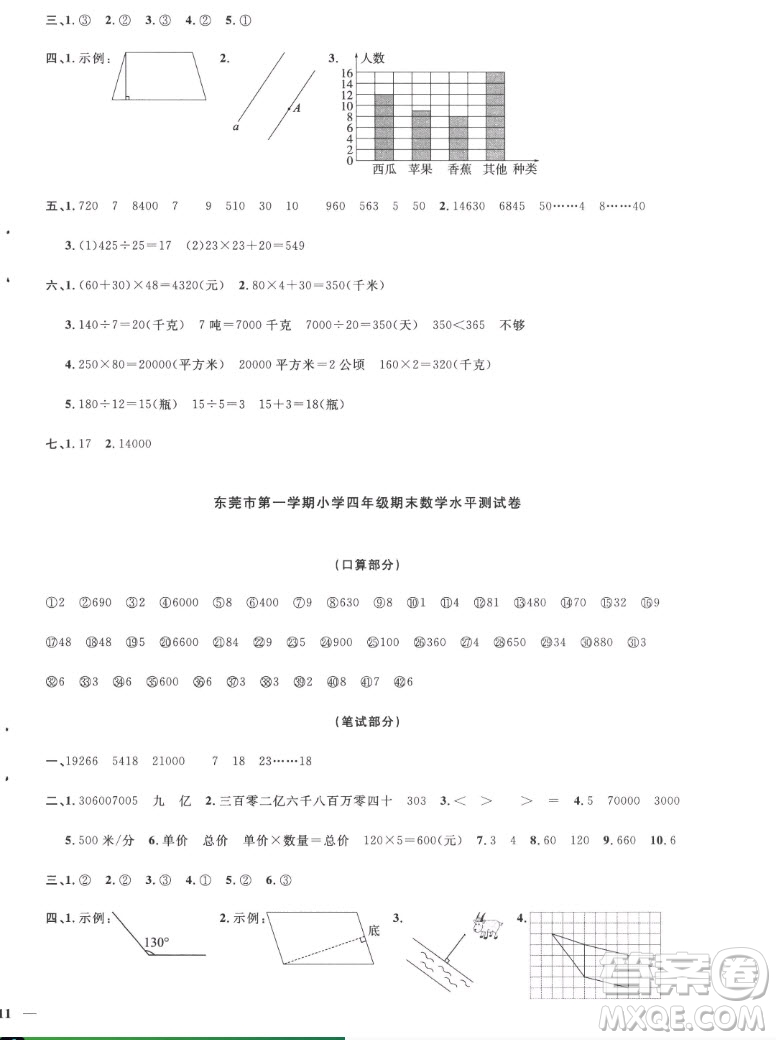 江西教育出版社2022陽光同學(xué)一線名師全優(yōu)好卷數(shù)學(xué)四年級上冊人教版答案