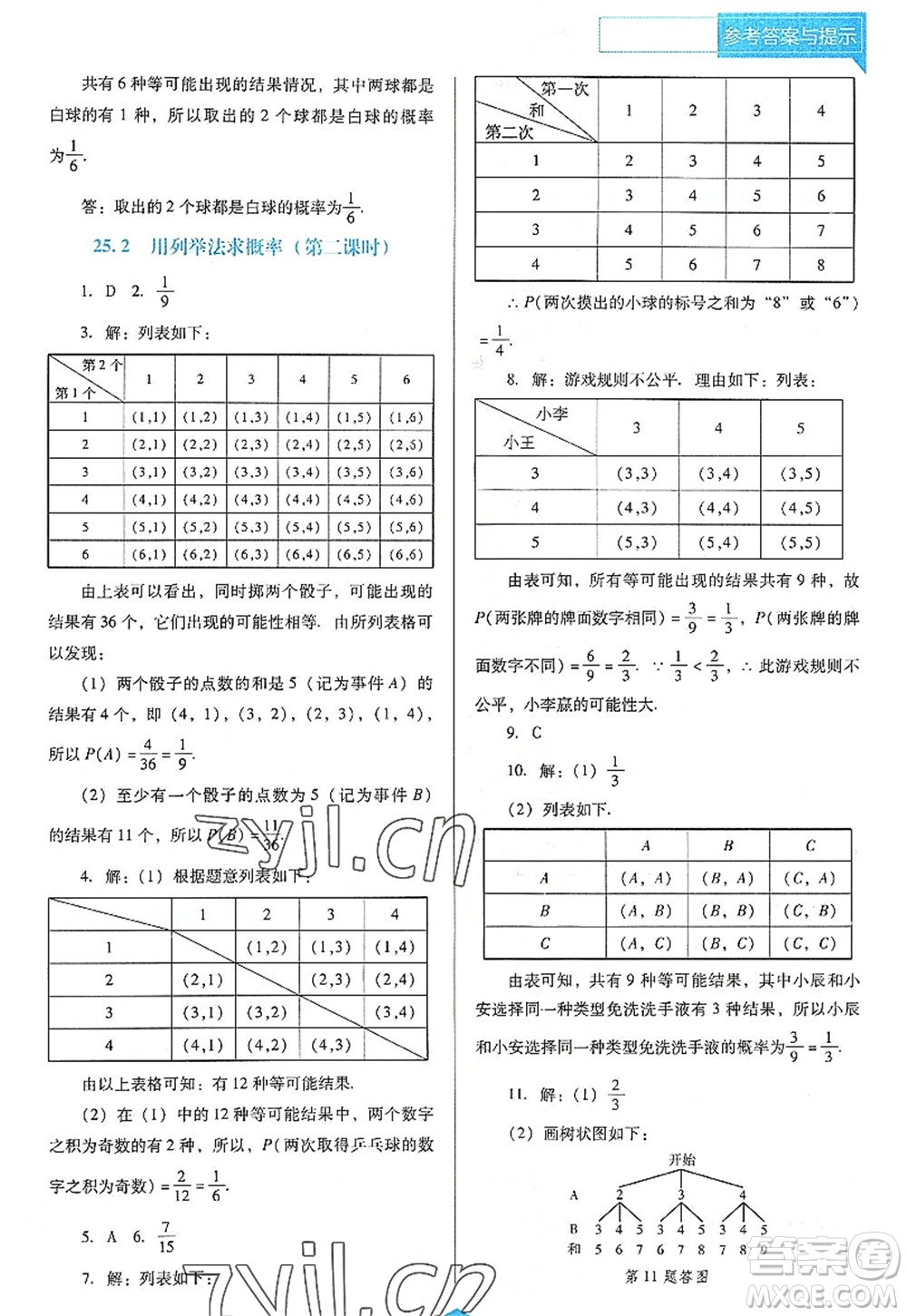 遼海出版社2022新課程數(shù)學(xué)能力培養(yǎng)九年級上冊人教版D版大連專用答案