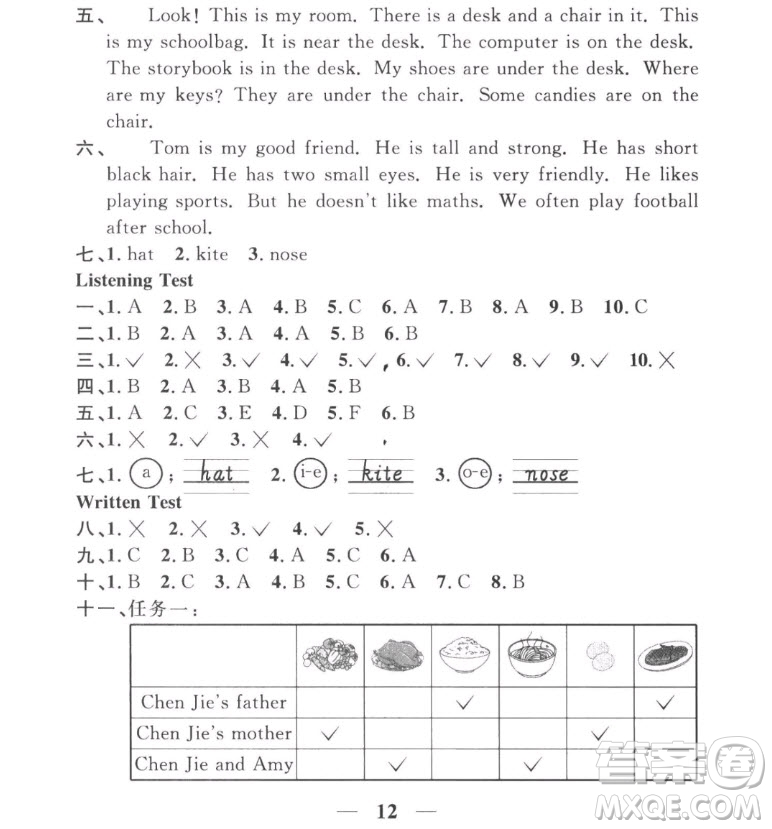 江西教育出版社2022陽(yáng)光同學(xué)一線名師全優(yōu)好卷英語(yǔ)四年級(jí)上冊(cè)人教版答案