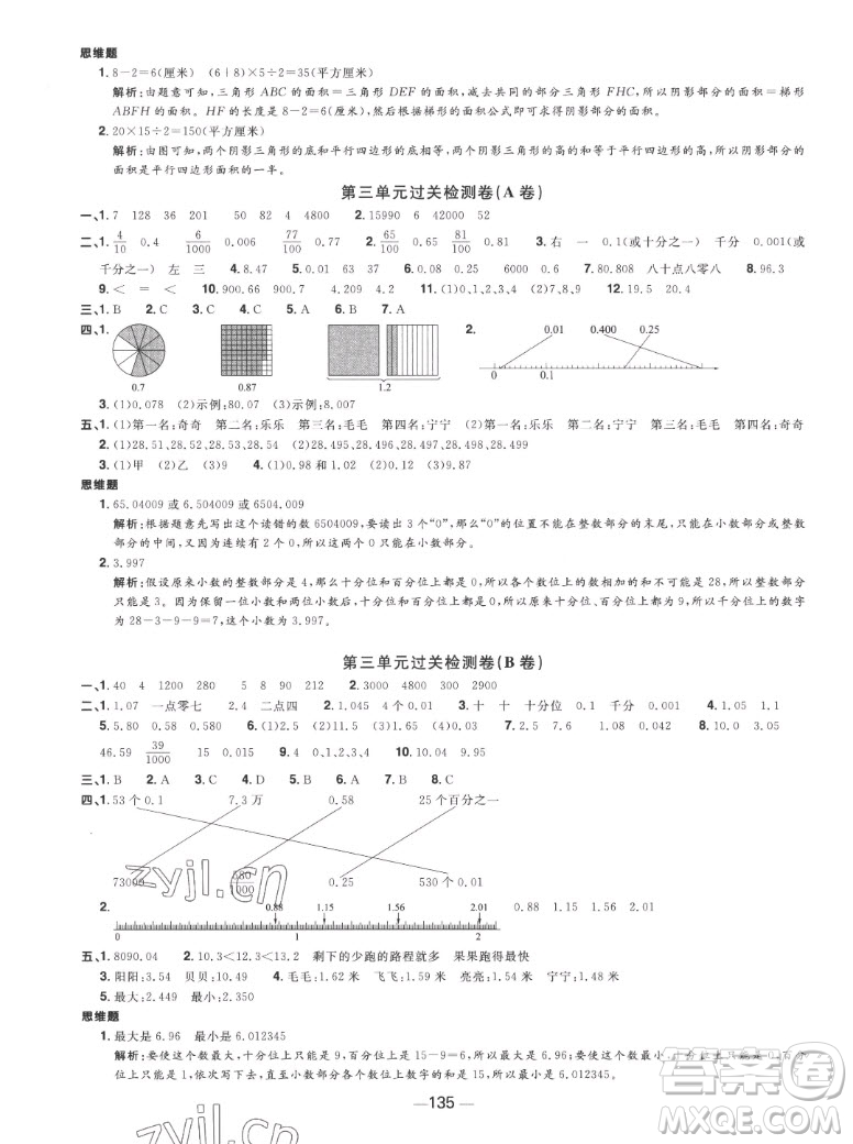 江西教育出版社2022陽(yáng)光同學(xué)一線名師全優(yōu)好卷數(shù)學(xué)五年級(jí)上冊(cè)蘇教版答案