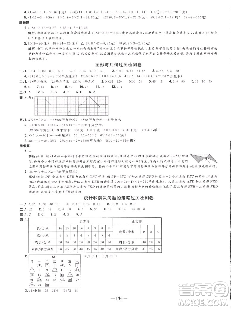 江西教育出版社2022陽(yáng)光同學(xué)一線名師全優(yōu)好卷數(shù)學(xué)五年級(jí)上冊(cè)蘇教版答案