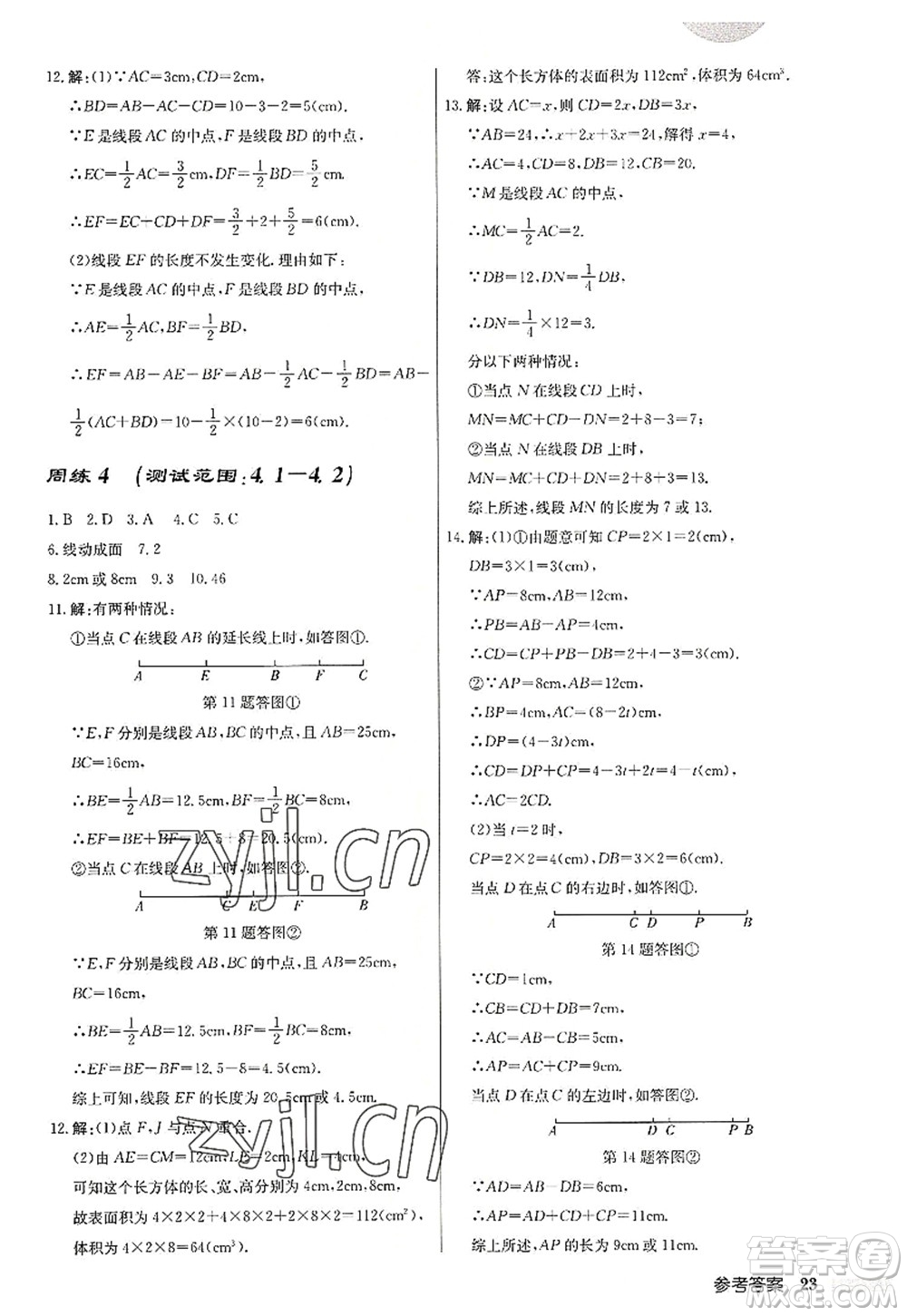 龍門書局2022啟東中學(xué)作業(yè)本七年級(jí)數(shù)學(xué)上冊(cè)R人教版答案