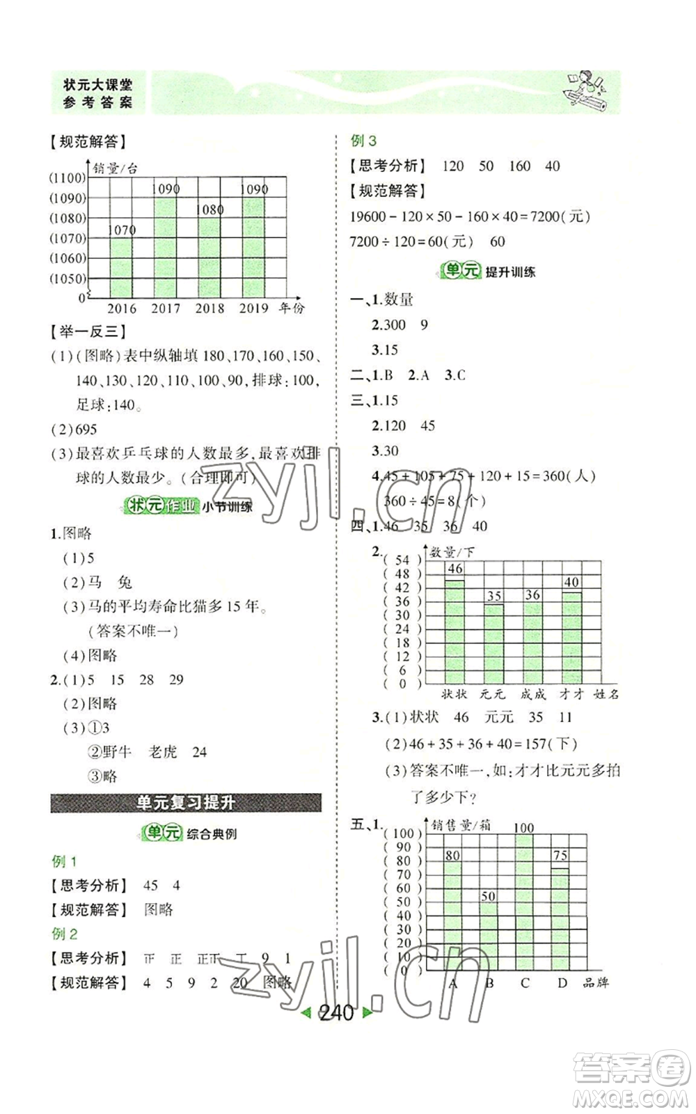 西安出版社2022秋季狀元成才路狀元大課堂四年級上冊數(shù)學人教版參考答案