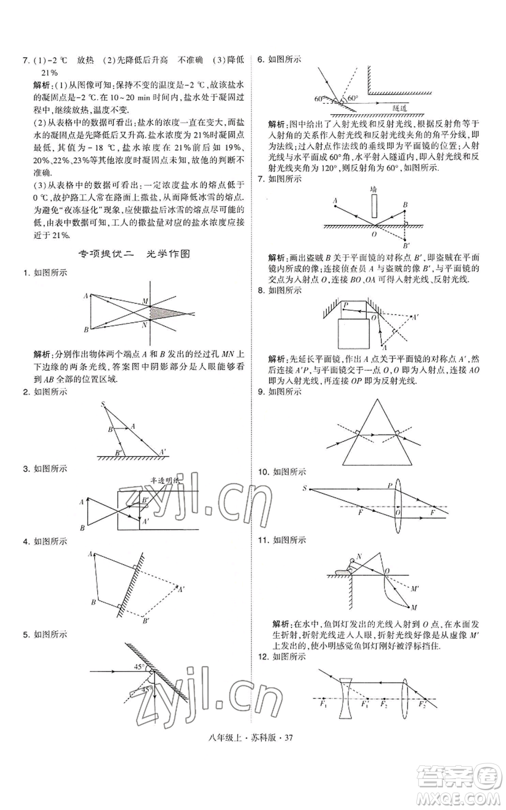 甘肅少年兒童出版社2022秋季學(xué)霸題中題八年級(jí)上冊(cè)物理蘇科版參考答案