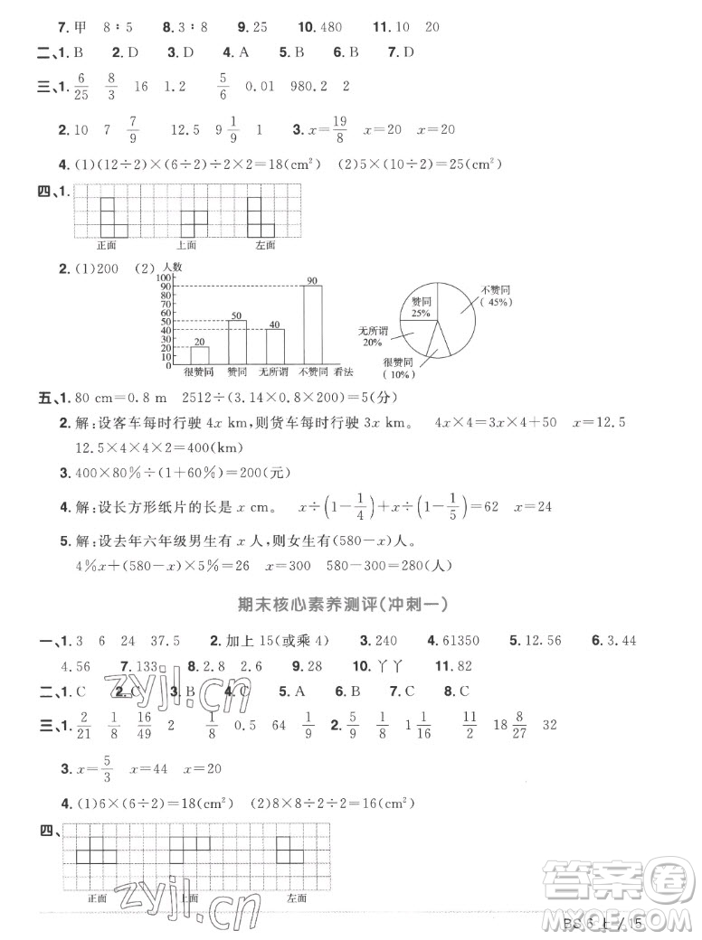 江西教育出版社2022陽光同學(xué)一線名師全優(yōu)好卷數(shù)學(xué)六年級上冊北師版答案